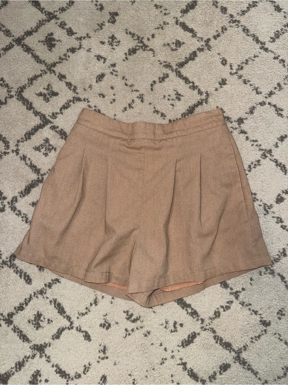 Double Zero Taupe High-Waist Pleated Shorts